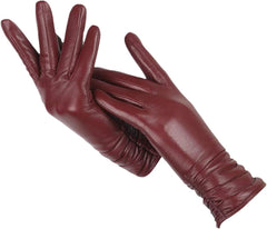 Elise | Klassieke & stijlvolle leren handschoenen in de kleur Bordeaux voor dames in Heritage stijl ideaal voor de winter
