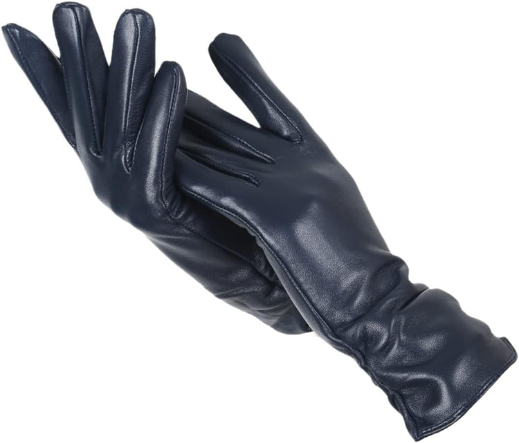 Elise | Klassieke & stijlvolle leren handschoenen in de kleur Marineblauw voor dames in Heritage stijl ideaal voor de winter