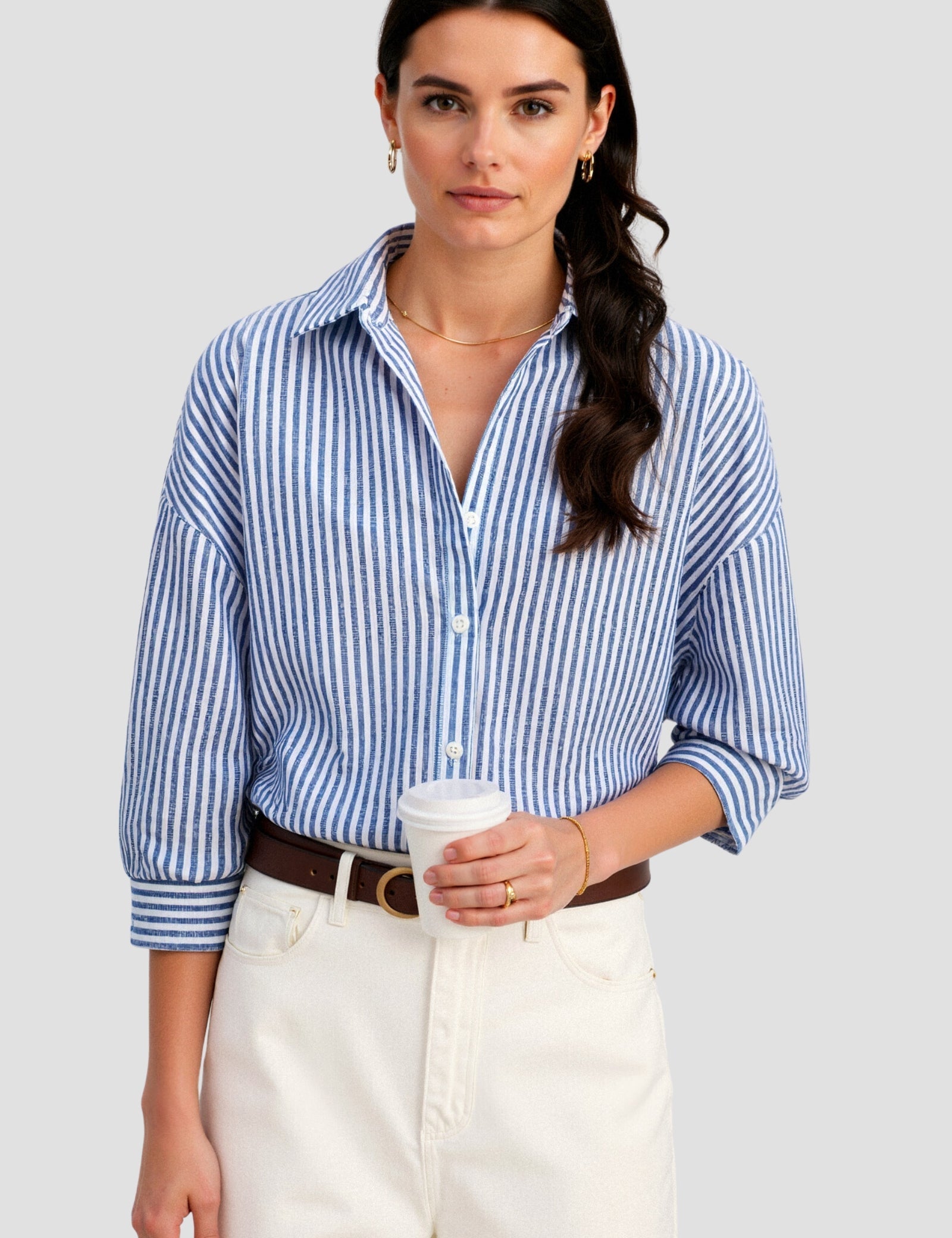 Emilie | Stijlvolle Gestreepte Katoenen Blouse