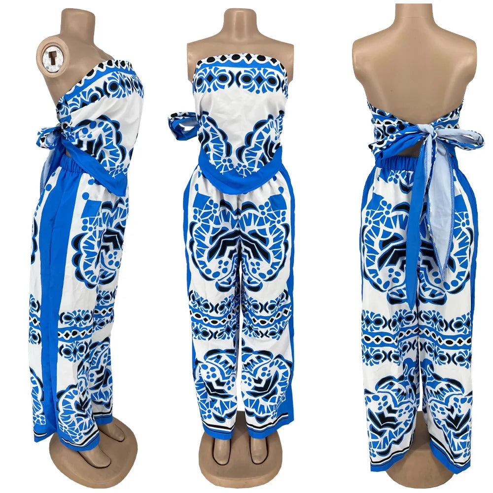 Emma | Hemd en rechte broek set in de kleur Blauw voor dames in Smart-casual stijl ideaal voor de zomer.
