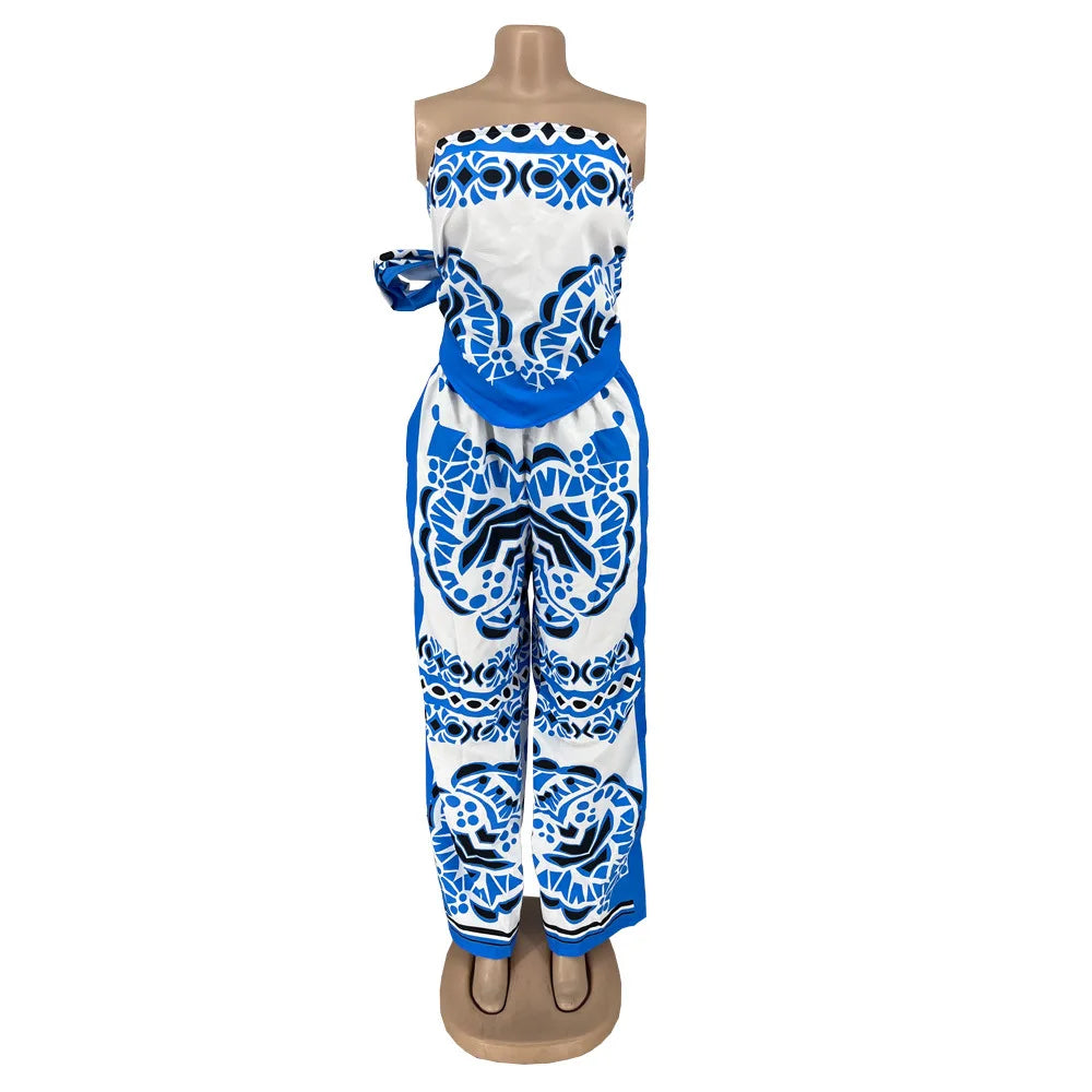 Emma | Hemd en rechte broek set in de kleur Blauw voor dames in Smart-casual stijl ideaal voor de zomer.