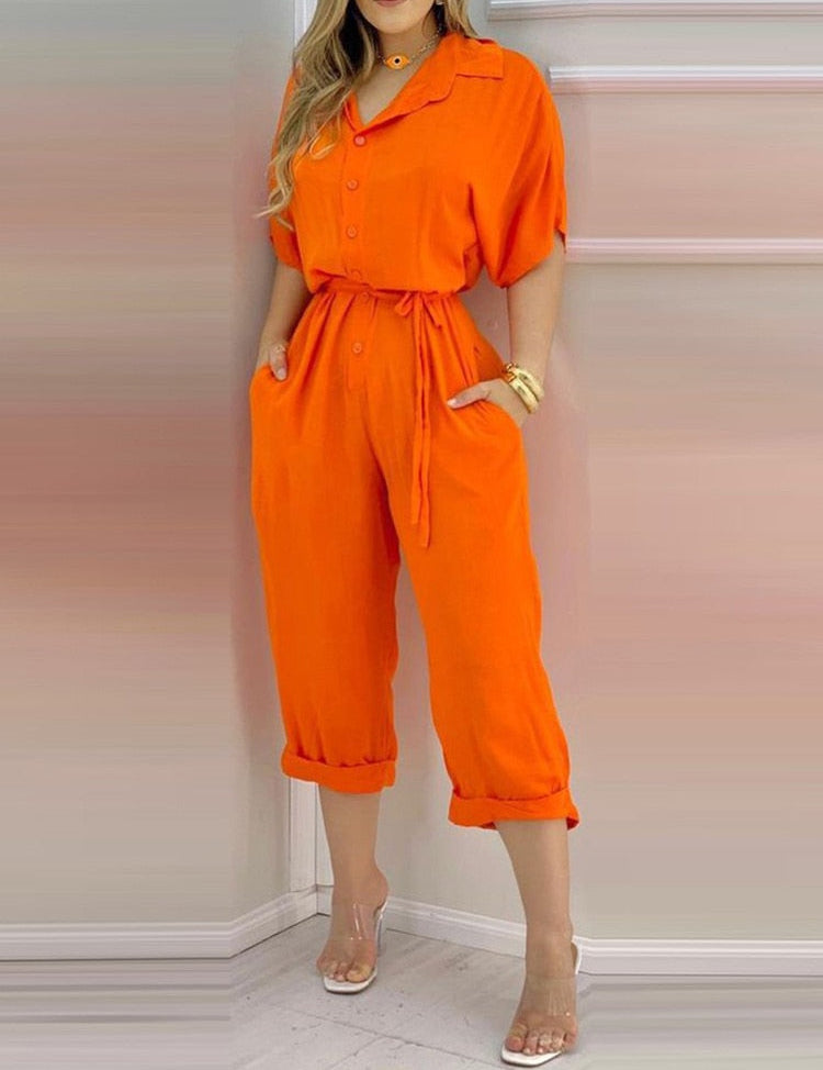 Stijlvolle Oranje Jumpsuit met Trendy Details - Comfortabel en Modieus