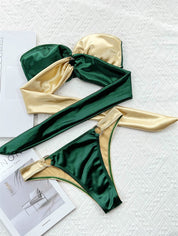 Emma | Stijlvolle & chique bikini in de kleur Beige/Groen voor dames in Beach stijl ideaal voor de zomer.