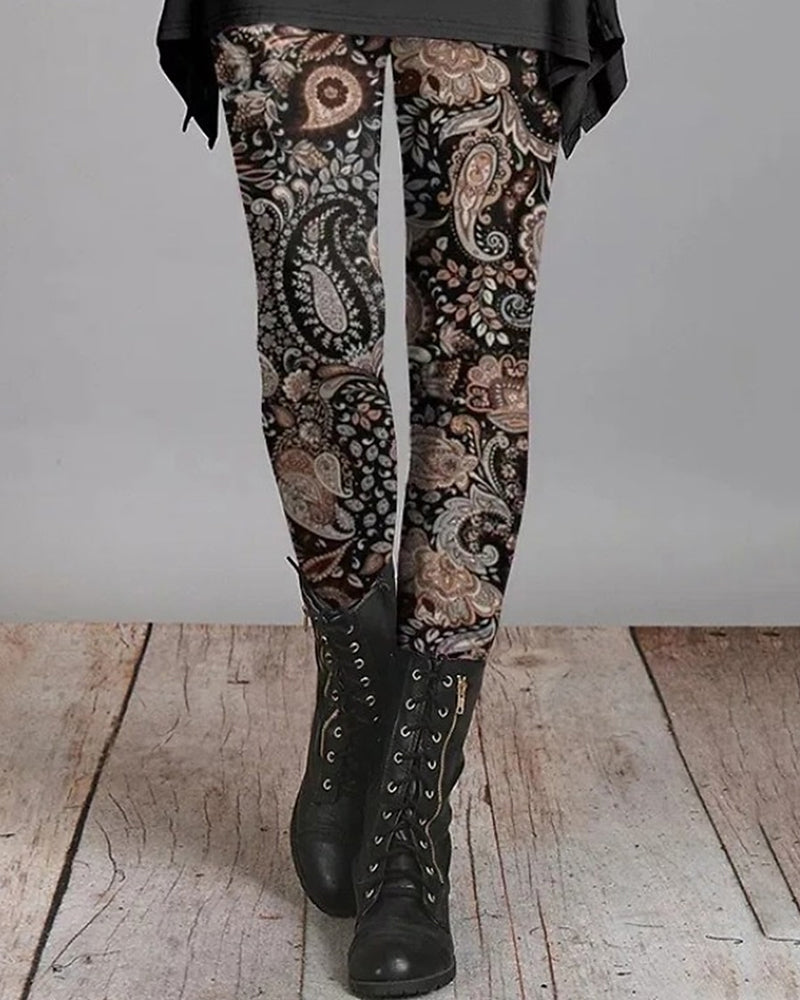 Erna | Retro legging voor vrouwen in etnische stijl in de kleur Gemengde kleur 1 voor dames in stijl ideaal voor de herfst.
