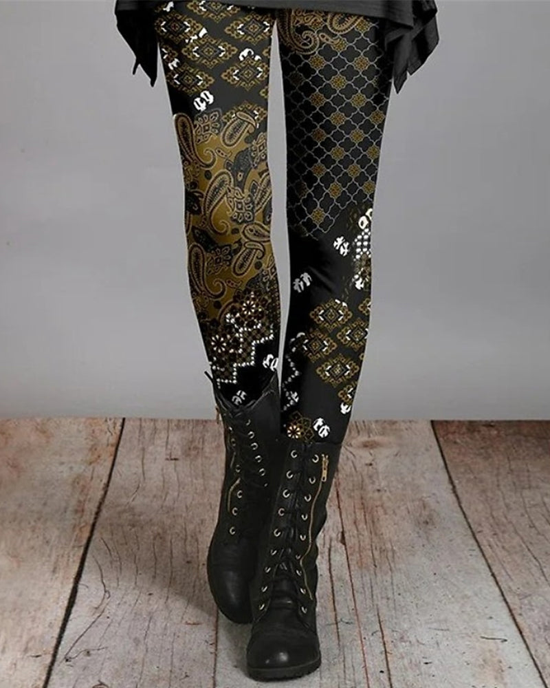 Erna | Retro legging voor vrouwen in etnische stijl in de kleur Gemengde kleur 3 voor dames in stijl ideaal voor de herfst.
