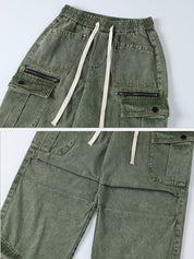 Esmée | Cargo Jeans met Trekkoord in de kleur Groen voor dames in Outdoor stijl ideaal voor de herfst.