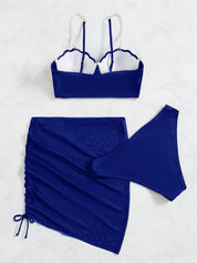 Esmee | Driedelige & stijlvolle bikiniset in de kleur Zwart voor dames in Beach stijl ideaal voor de zomer.