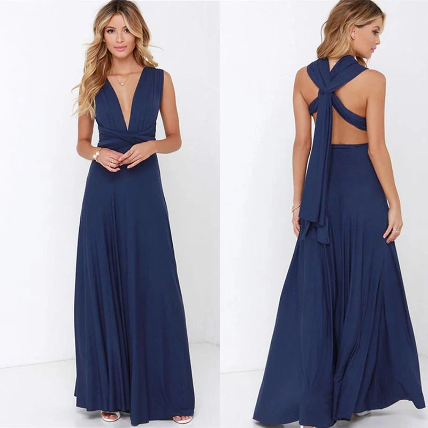 Esmee | Lange zomerjurk voor dames in de kleur Donkerblauw voor dames in stijl ideaal voor de zomer.