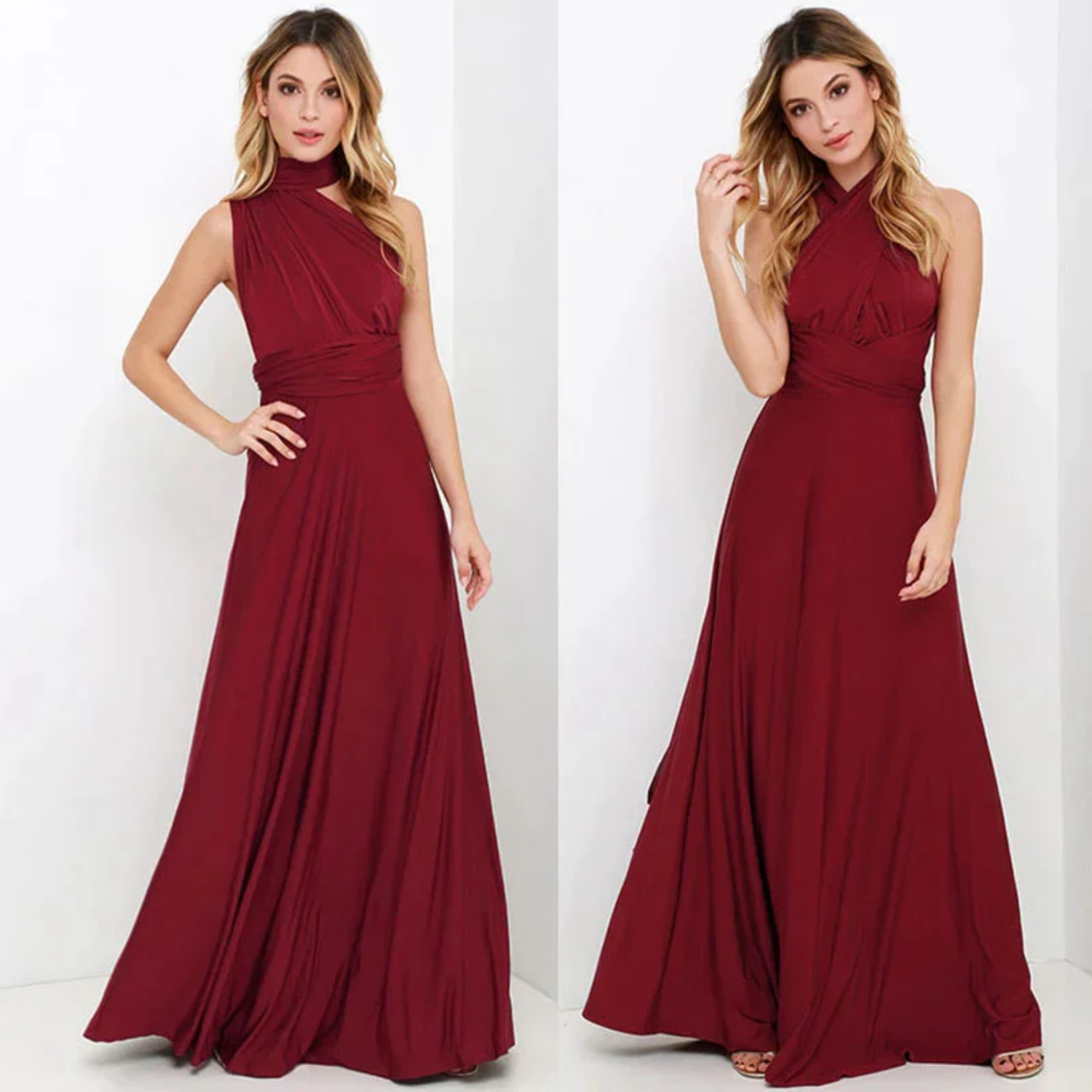 Esmee | Lange zomerjurk voor dames in de kleur Donkerrood voor dames in stijl ideaal voor de zomer.