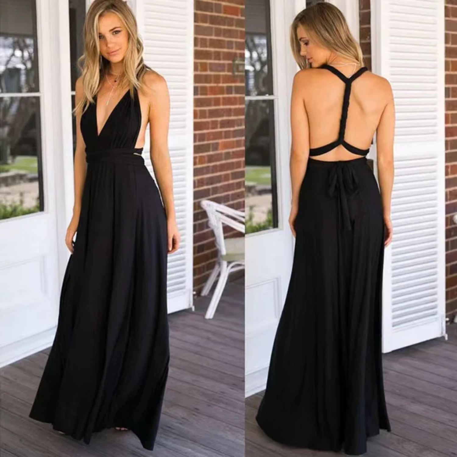 Esmee | Lange zomerjurk voor dames in de kleur Zwart voor dames in stijl ideaal voor de zomer.