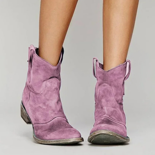 Esmée | Lederen cowboylaarzen voor dames in diverse kleuren in de kleur Paars voor dames in stijl ideaal voor de herfst.