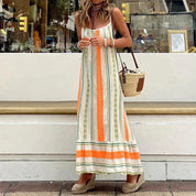 Esmée | Trendy Oranje Jurk in de kleur Oranje voor dames in stijl ideaal voor de lente.