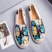 Eva | Ademende canvas espadrilles met grafische print in de kleur Groen voor dames in Beach stijl ideaal voor de zomer.