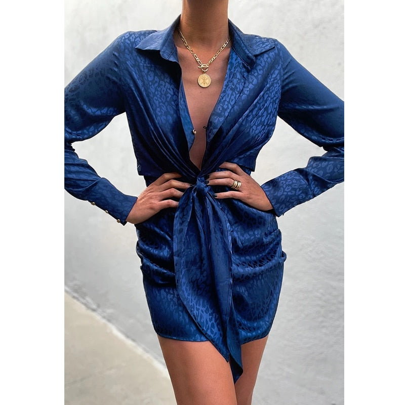 Eva | Stijlvolle luipaardprint mini-jurk in de kleur Blauw voor dames in Party stijl ideaal voor de zomer.