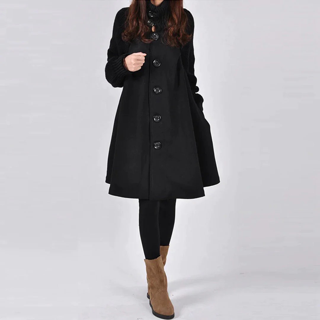 Eva | Zwarte elegante damesjas in de kleur Zwart voor dames in stijl ideaal voor de herfst.
