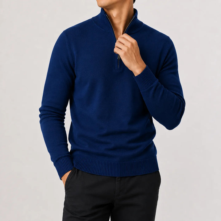 Zip-up trui met mock neckline