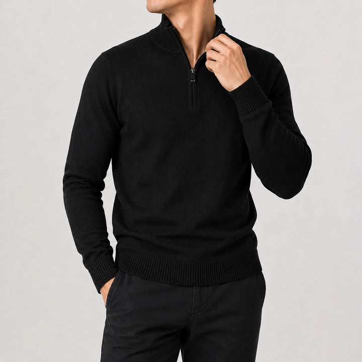 Zip-up trui met mock neckline