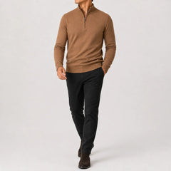 Zip-up trui met mock neckline