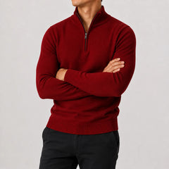 Zip-up trui met mock neckline