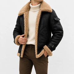 Leren jas met faux fur