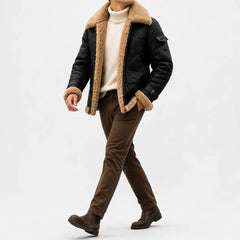 Leren jas met faux fur