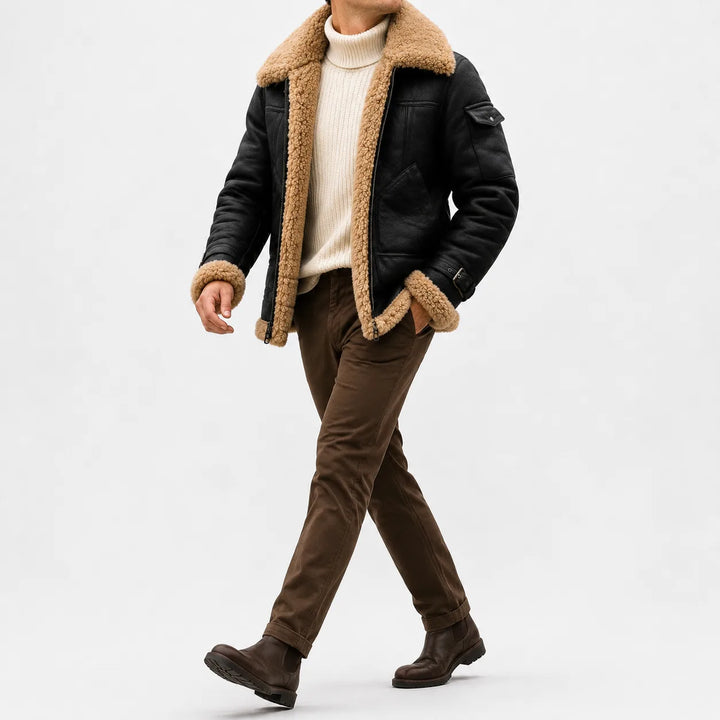 Leren jas met faux fur