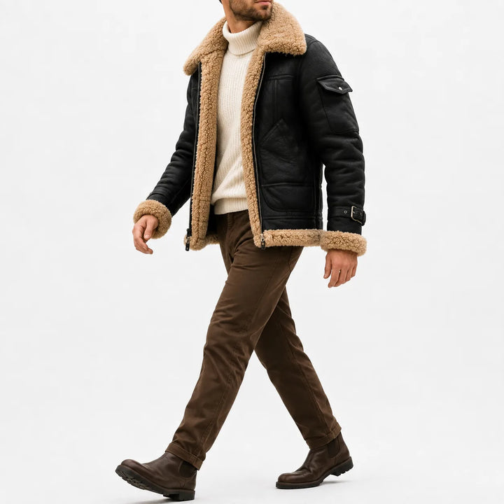 Leren jas met faux fur