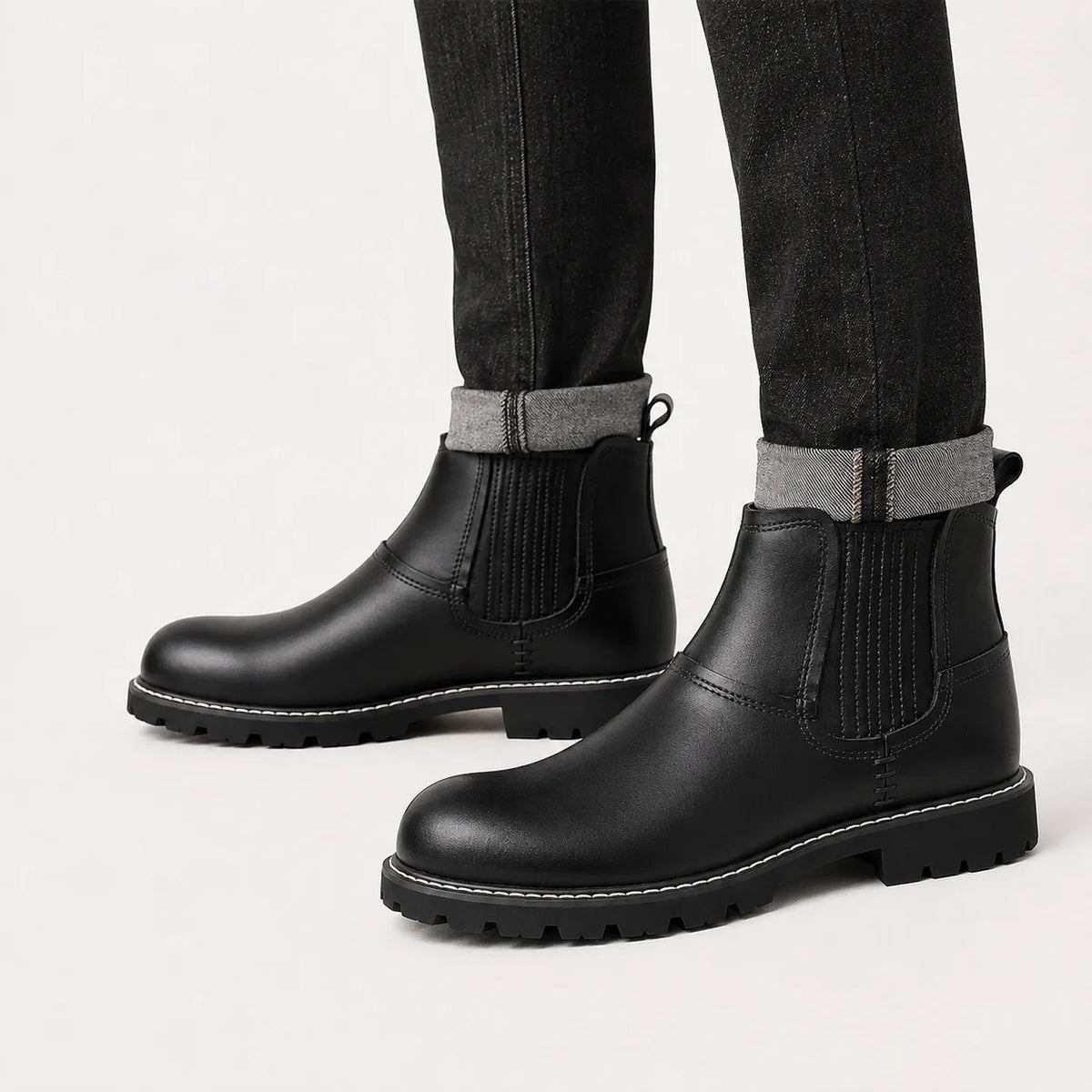 Veterschoenen boots met elastische zijpanelen