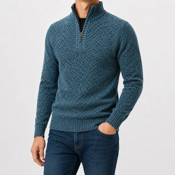 Zip-up trui met mock neck