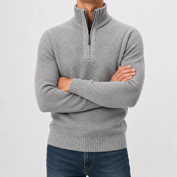 Zip-up trui met mock neck