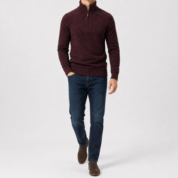Zip-up trui met mock neck