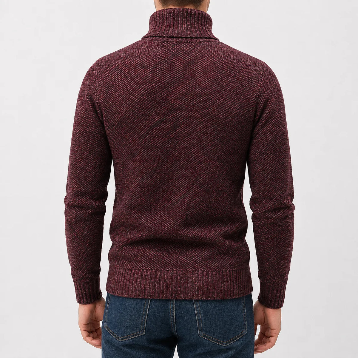 Zip-up trui met mock neck