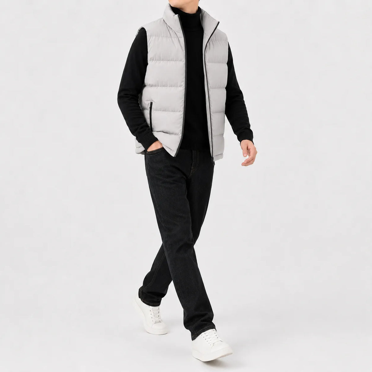 Gilet met hoge kraag en rits