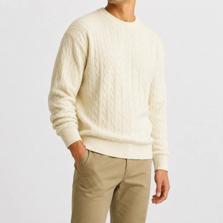 Kabeltrui met crew neckline