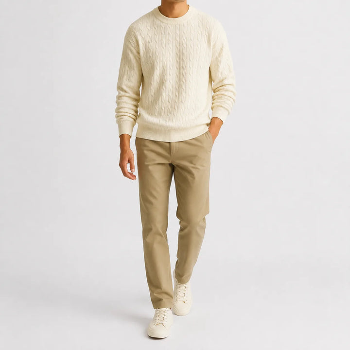 Kabeltrui met crew neckline
