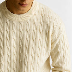 Kabeltrui met crew neckline