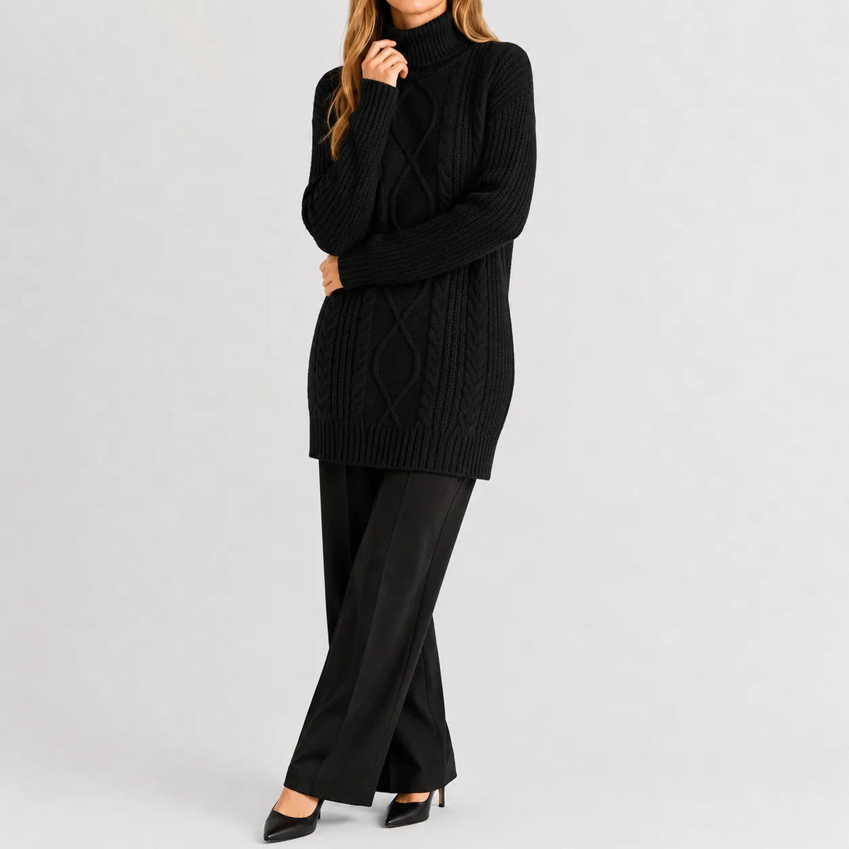 Oversized sweater met turtle neckline