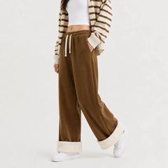 Wijde corduroy broek met trekkoord