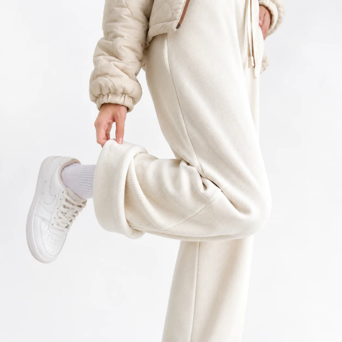 Wijde corduroy broek met trekkoord