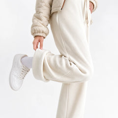 Wijde corduroy broek met trekkoord