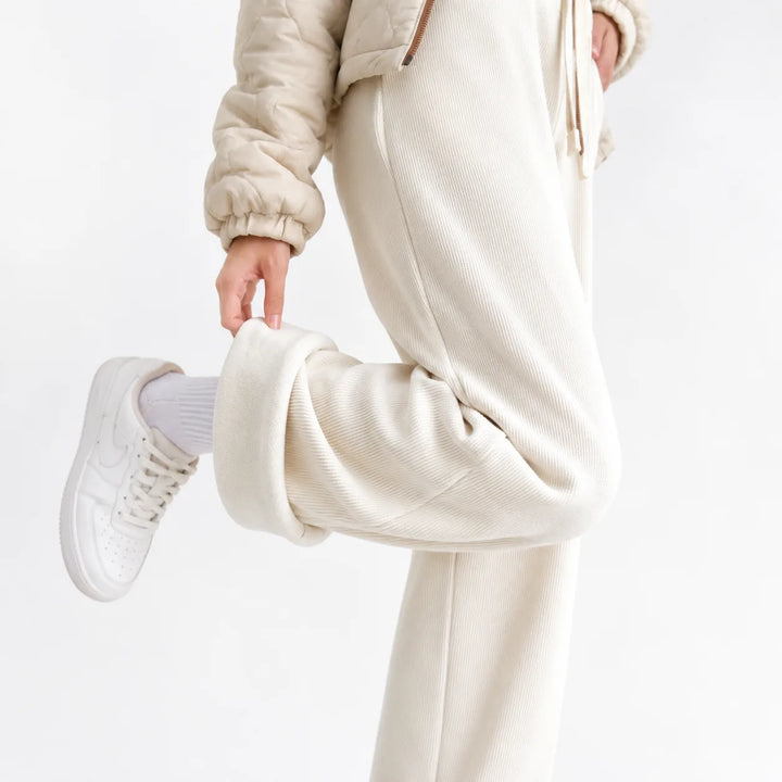 Wijde corduroy broek met trekkoord