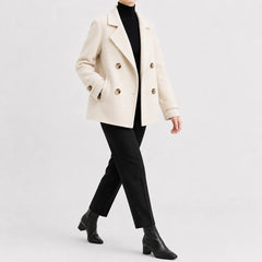 Korte trenchcoat met dubbele knopen