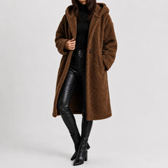 Oversized teddy jas met capuchon