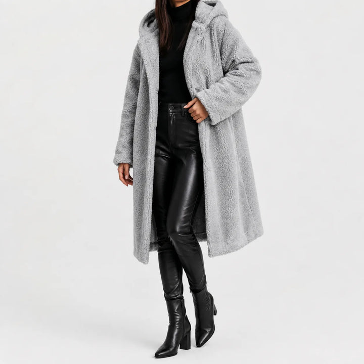 Oversized teddy jas met capuchon