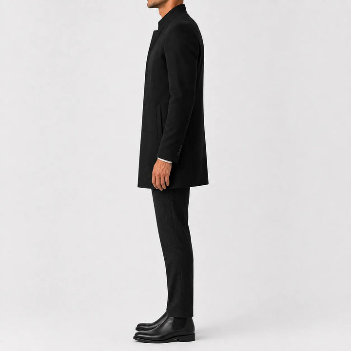Slim fit trenchcoat met mandarin kraag
