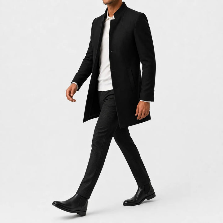 Slim fit trenchcoat met mandarin kraag