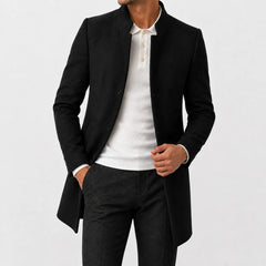 Slim fit trenchcoat met mandarin kraag