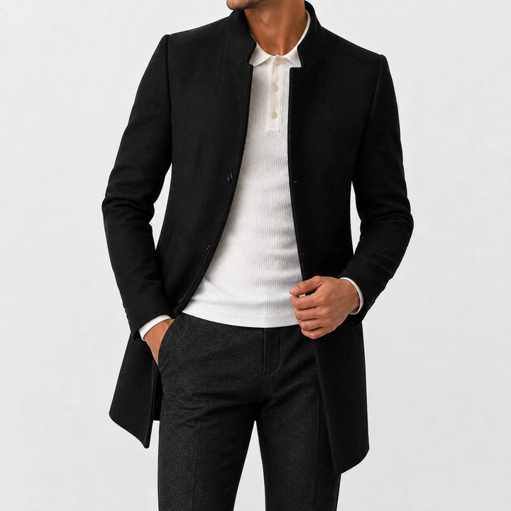 Slim fit trenchcoat met mandarin kraag