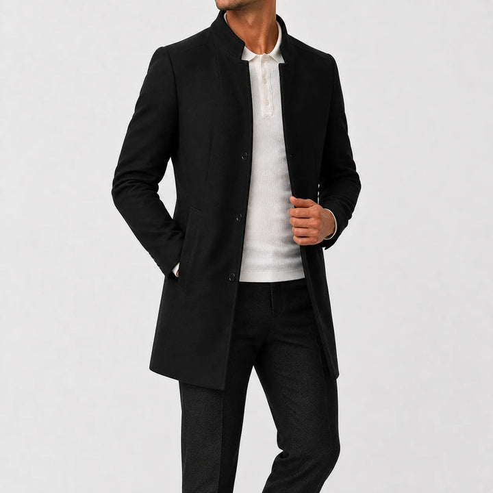 Slim fit trenchcoat met mandarin kraag