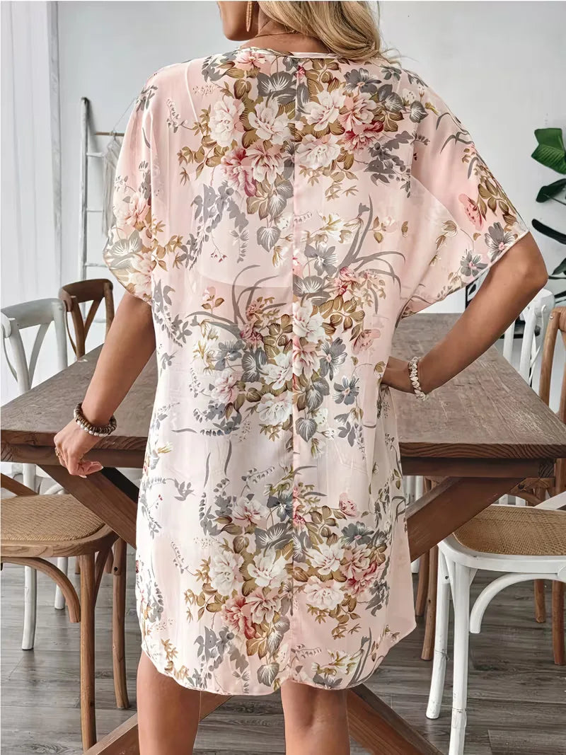 Chiffon cardigan met bloemenprint